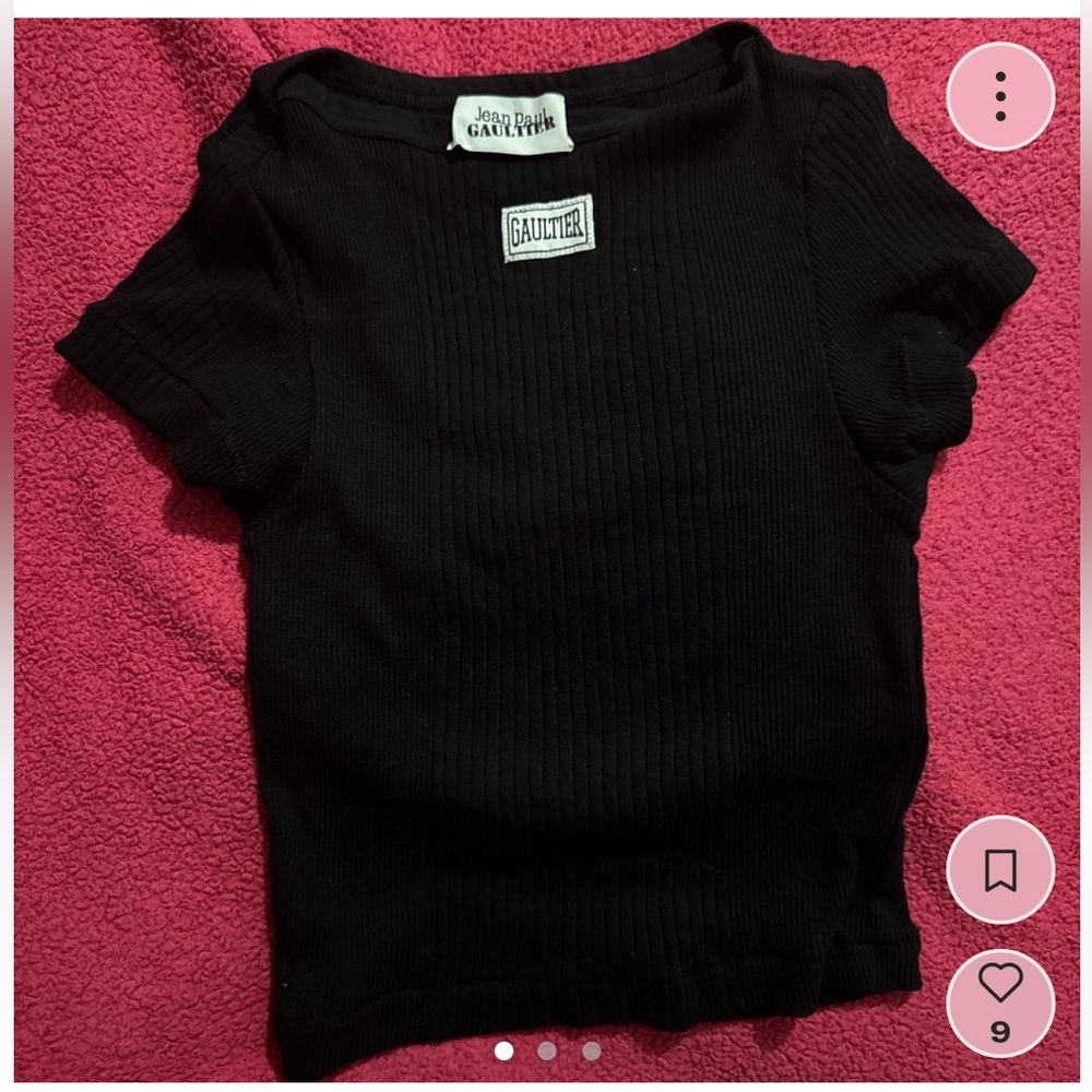 Jean Paul Gaultier Elegant Black Ribbed Crop Top